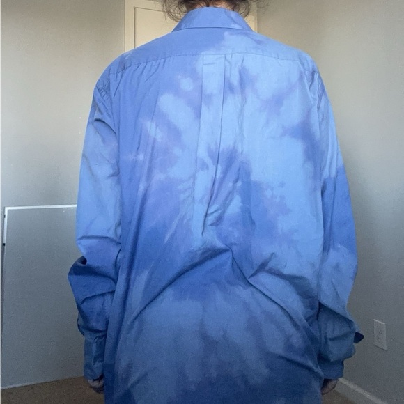 Blue Tie Dye Button Up Shirt - Picture 8 of 9